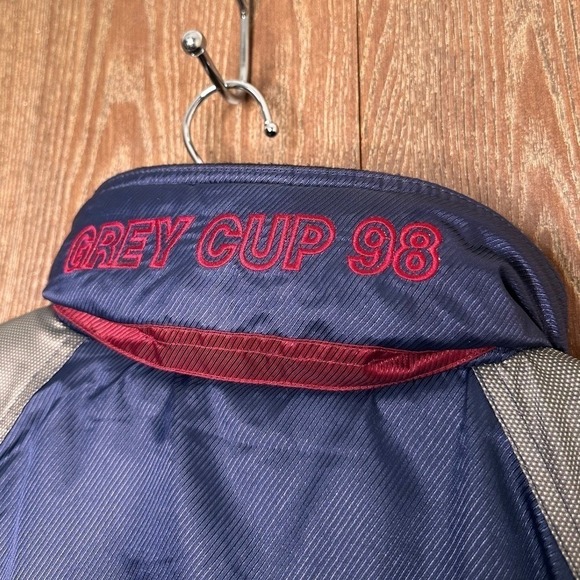 Vintage 1998 Starter Jacket Mens Large Grey Cup Hood Quarter Zip Pullover Chunky - Picture 10 of 11